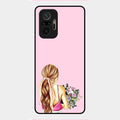 Styles Girl With Flower Glass Case For Redmi Note 10 Pro