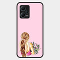Styles Girl With Flower Glass Case For Redmi Note 12 5G