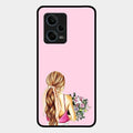 Styles Girl With Flower Glass Case For Redmi Note 12 Pro Plus 5G