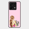 Styles Girl With Flower Glass Case For Redmi Note 13 Pro 5G