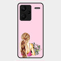 Styles Girl With Flower Glass Case For Redmi Note 13 Pro Plus 5G