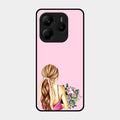 Styles Girl With Flower Glass Case For Redmi Note 14 5G