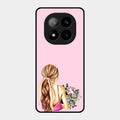 Styles Girl With Flower Glass Case For Redmi Note 14 Pro Plus 5G