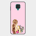 Styles Girl With Flower Glass Case For Redmi Note 9 Pro