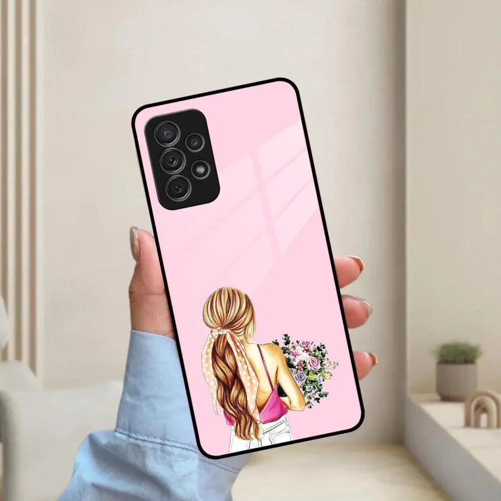 Styles Girl With Flower Glass Case For Samsung - ShopOnCliQ