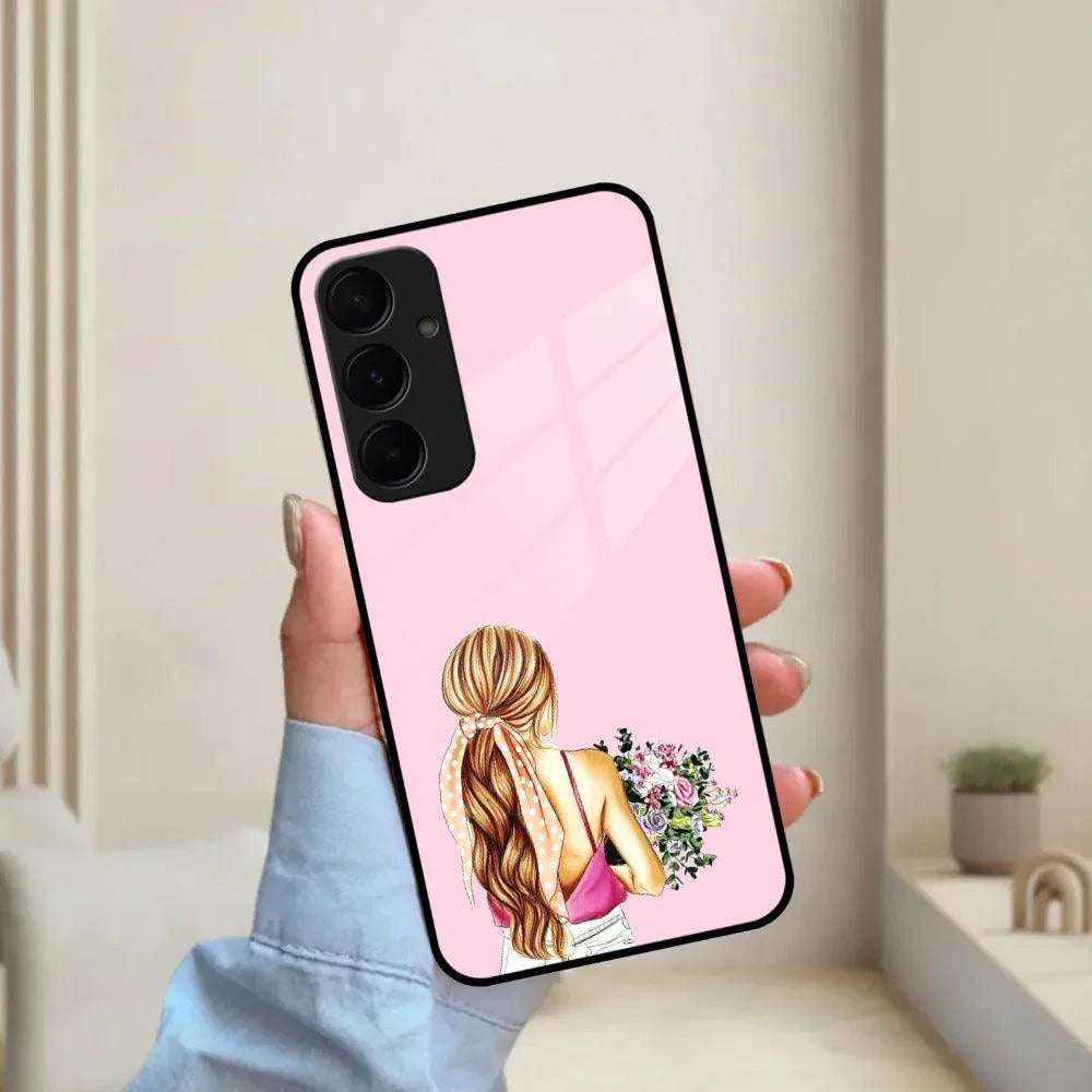 Styles Girl With Flower Glass Case For Samsung - ShopOnCliQ