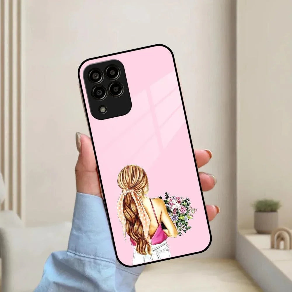 Styles Girl With Flower Glass Case For Samsung - ShopOnCliQ