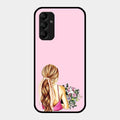 Styles Girl With Flower Glass Case For Samsung Galaxy A14 5G