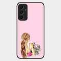 Styles Girl With Flower Glass Case For Samsung Galaxy A34 5G