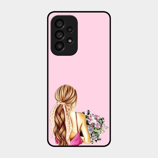 Styles Girl With Flower Glass Case For Samsung Galaxy A53 5G
