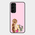 Styles Girl With Flower Glass Case For Samsung Galaxy A55 5G