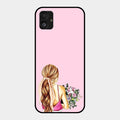Styles Girl With Flower Glass Case For Samsung Galaxy F14 5G