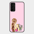 Styles Girl With Flower Glass Case For Samsung Galaxy F15 5G