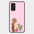 Styles Girl With Flower Glass Case For Samsung Galaxy F23 5G
