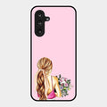 Styles Girl With Flower Glass Case For Samsung Galaxy F36 5G