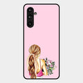 Styles Girl With Flower Glass Case For Samsung Galaxy F54 5G