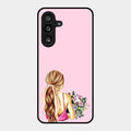 Styles Girl With Flower Glass Case For Samsung Galaxy F56 5G