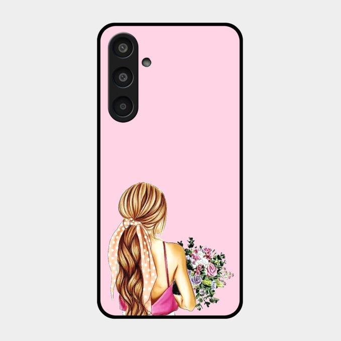 Styles Girl With Flower Glass Case For Samsung Galaxy M35 5G