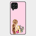 Styles Girl With Flower Glass Case For Samsung Galaxy M53 5G