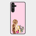 Styles Girl With Flower Glass Case For Samsung Galaxy M55 5G