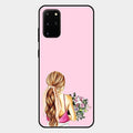 Styles Girl With Flower Glass Case For Samsung Galaxy S20 Plus