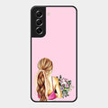 Styles Girl With Flower Glass Case For Samsung Galaxy S21 Fe 5G
