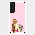 Styles Girl With Flower Glass Case For Samsung Galaxy S22 5G