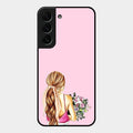 Styles Girl With Flower Glass Case For Samsung Galaxy S22 Plus 5G