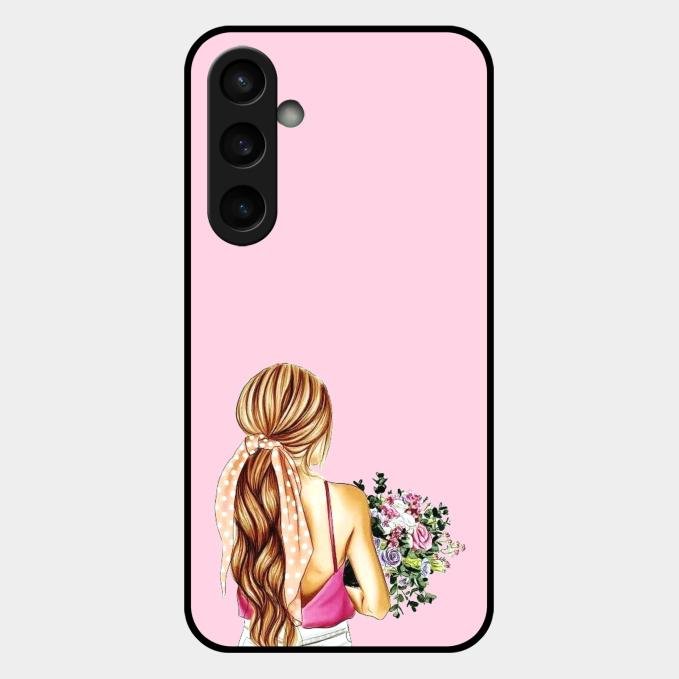 Styles Girl With Flower Glass Case For Samsung Galaxy S23 Fe 5G