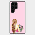 Styles Girl With Flower Glass Case For Samsung Galaxy S23 Ultra 5G