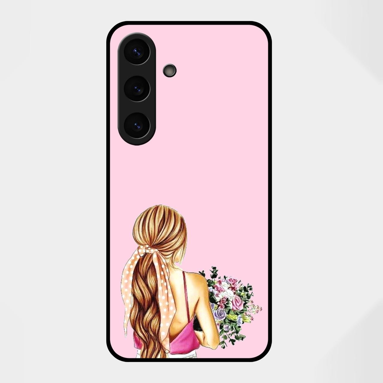 Styles Girl With Flower Glass Case For Samsung Galaxy S25 FE 5G