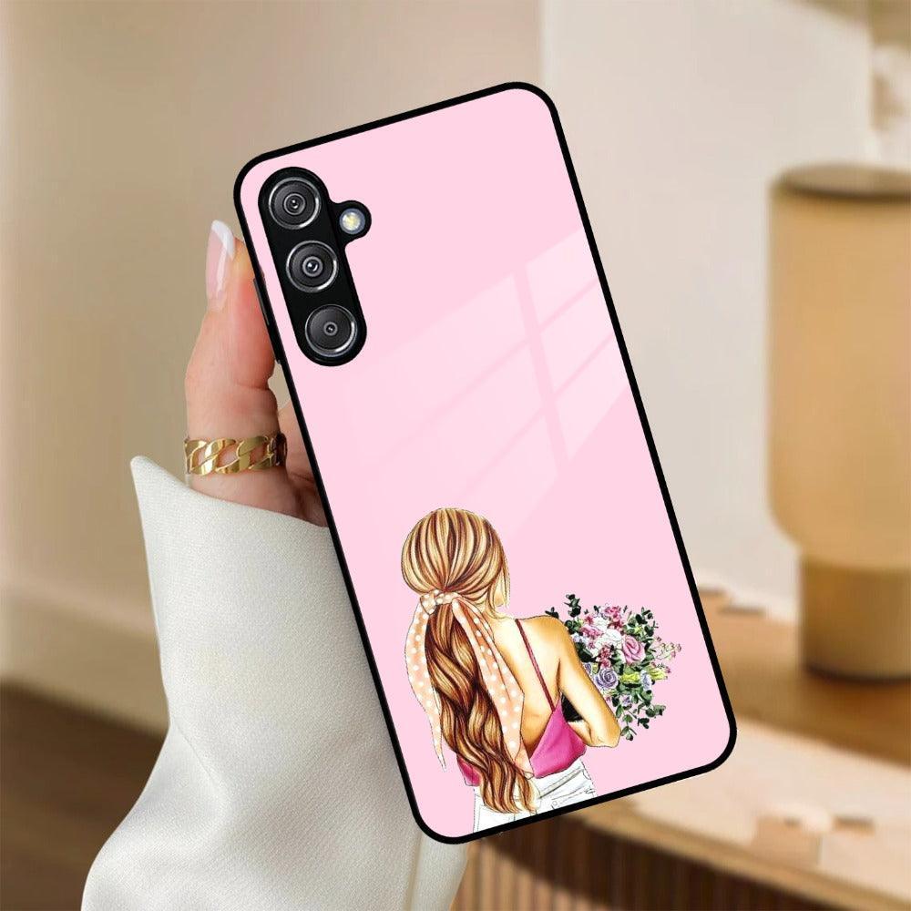 Styles Girl With Flower Glass Case For Samsung - ShopOnCliQ