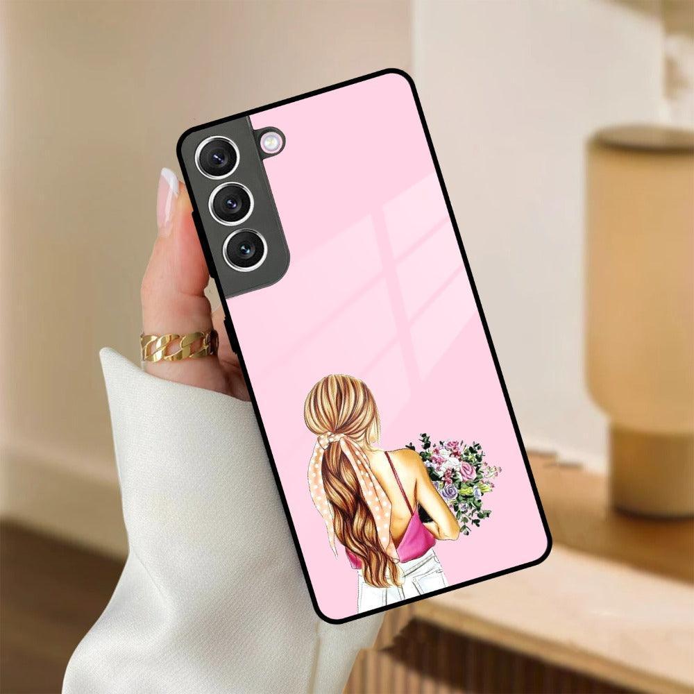 Styles Girl With Flower Glass Case For Samsung - ShopOnCliQ