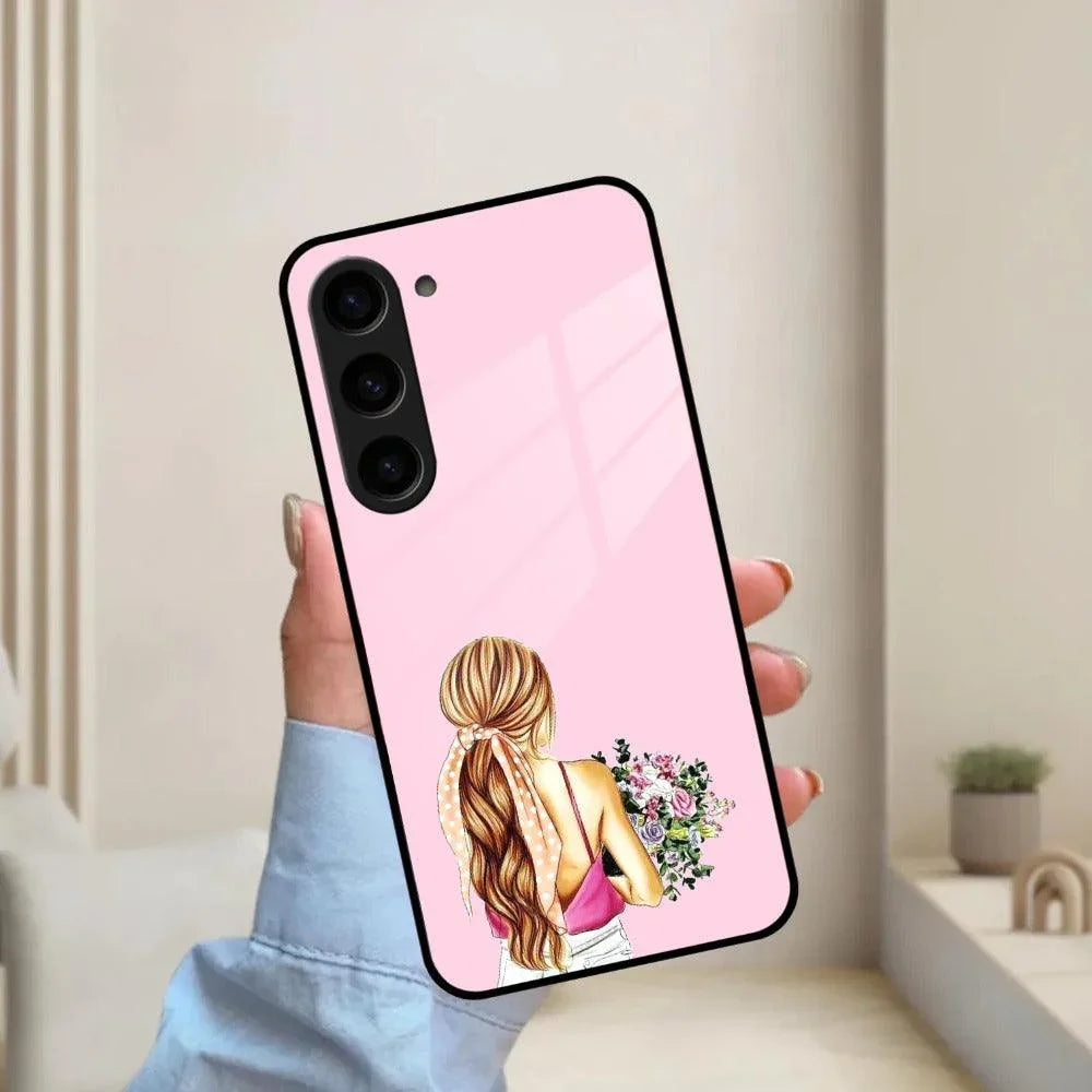 Styles Girl With Flower Glass Case For Samsung - ShopOnCliQ
