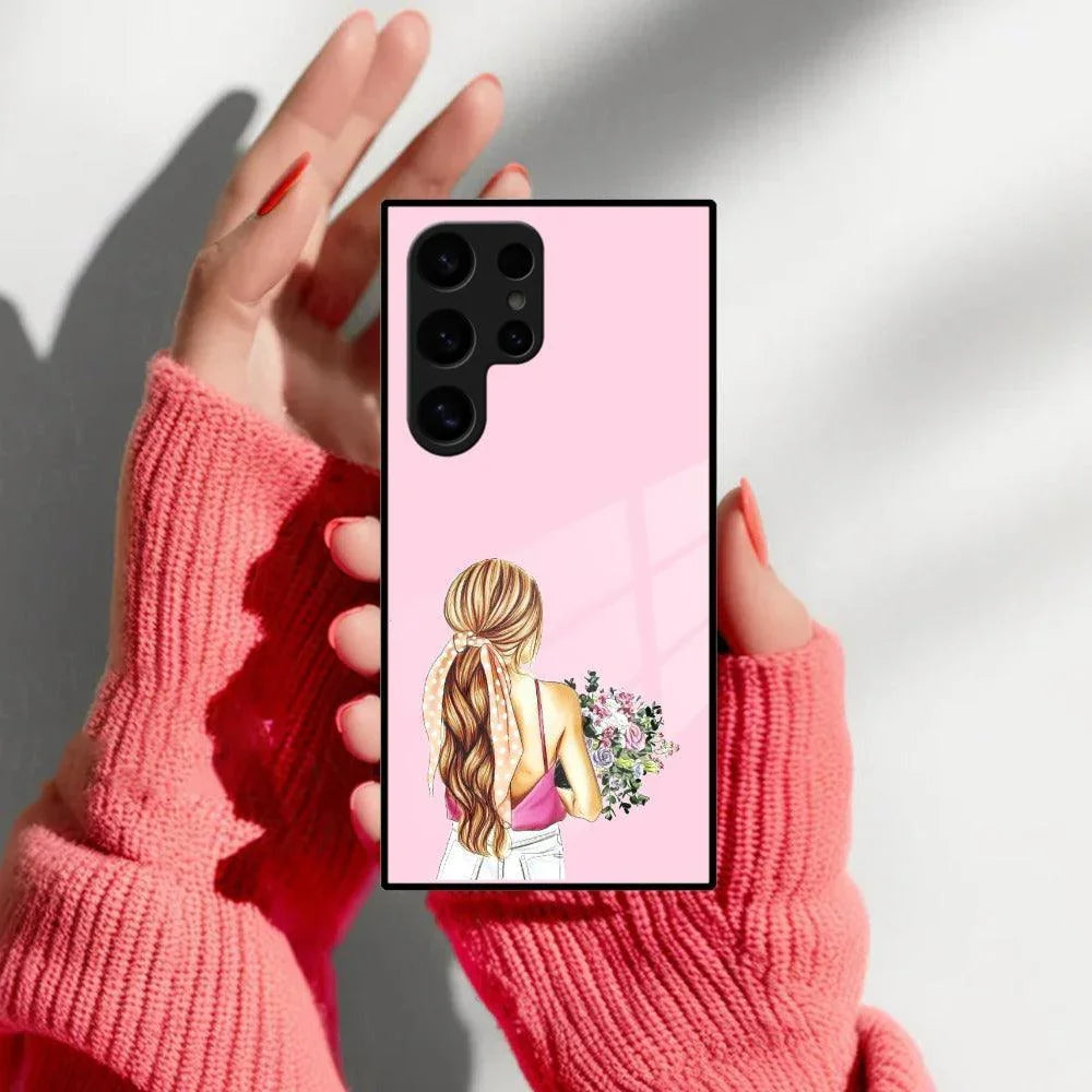 Styles Girl With Flower Glass Case For Samsung - ShopOnCliQ