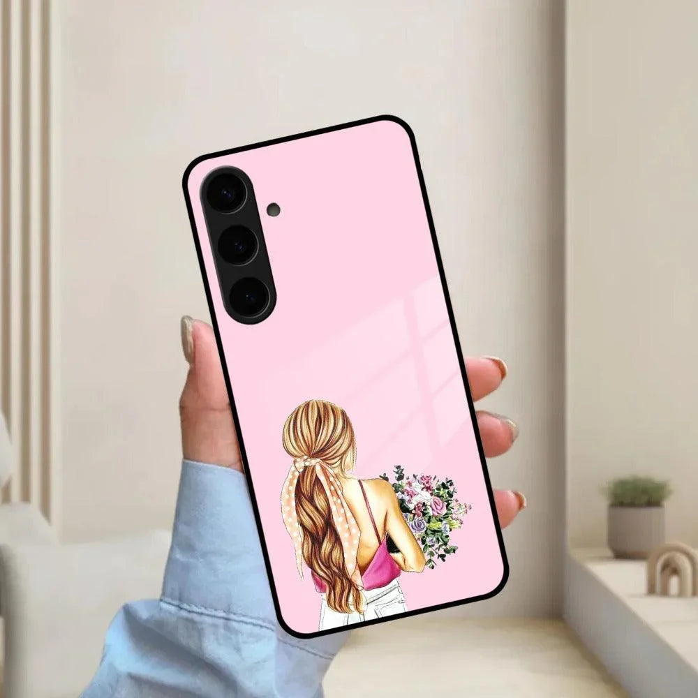 Styles Girl With Flower Glass Case For Samsung - ShopOnCliQ