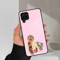 Styles Girl With Flower Glass Case For Samsung Galaxy M42 5G