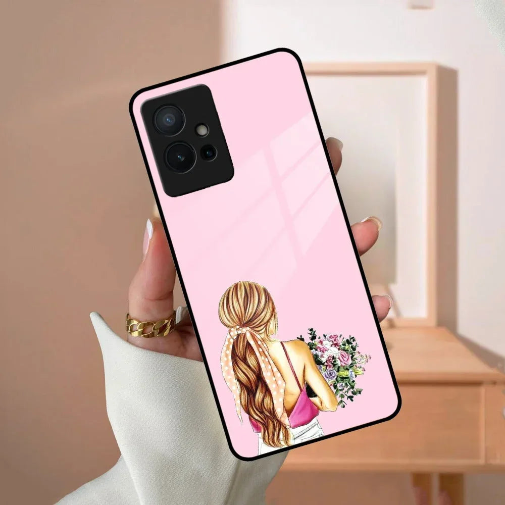 Styles Girl With Flower Glass Case For Vivo - ShopOnCliQ