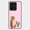 Styles Girl With Flower Glass Case For Vivo T1 Pro 5G