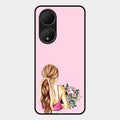 Styles Girl With Flower Glass Case For Vivo T2 5G