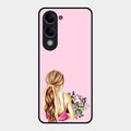 Styles Girl With Flower Glass Case For Vivo T4 Lite 5G