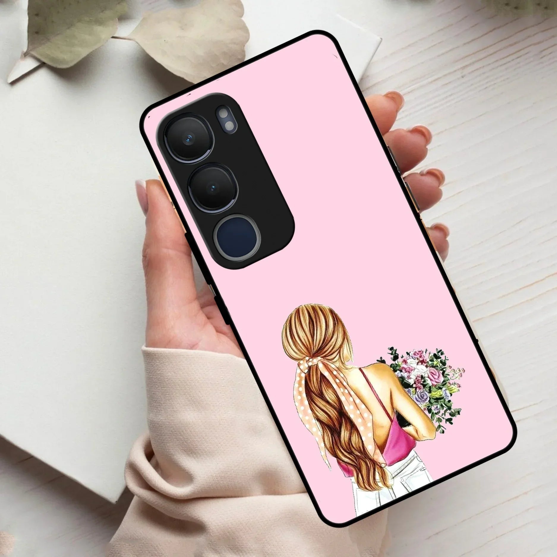 Styles Girl With Flower Glass Case For Vivo - ShopOnCliQ