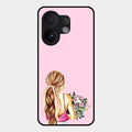 Styles Girl With Flower Glass Case For Vivo T4 Pro 5G
