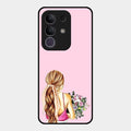Styles Girl With Flower Glass Case For Vivo T4X 5G