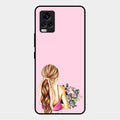 Styles Girl With Flower Glass Case For Vivo V20 2021