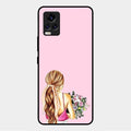 Styles Girl With Flower Glass Case For Vivo V20 Pro 5G
