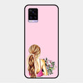 Styles Girl With Flower Glass Case For Vivo V20