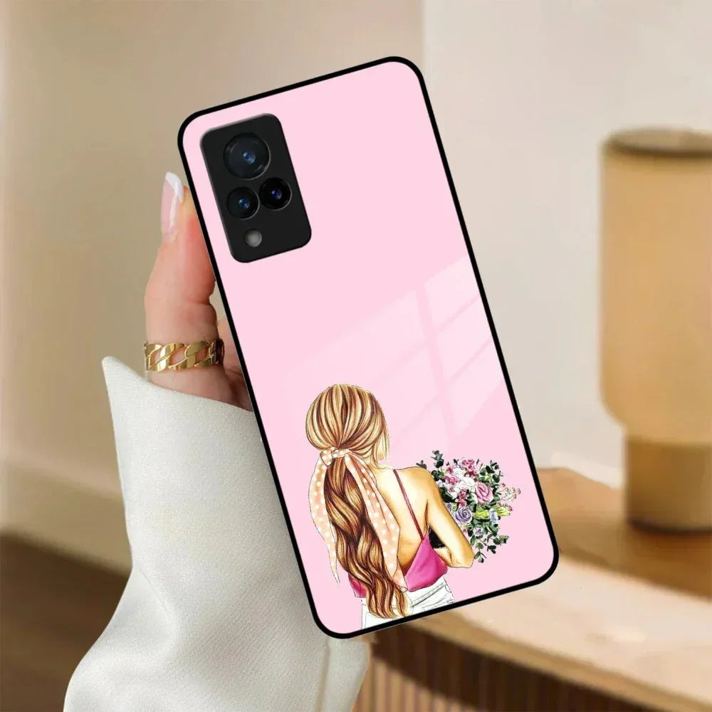 Styles Girl With Flower Glass Case For Vivo - ShopOnCliQ