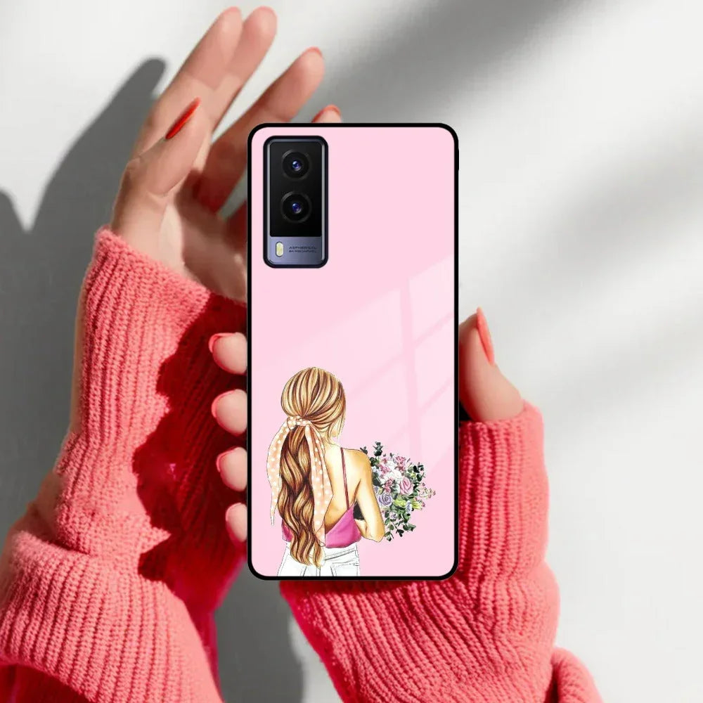 Styles Girl With Flower Glass Case For Vivo - ShopOnCliQ