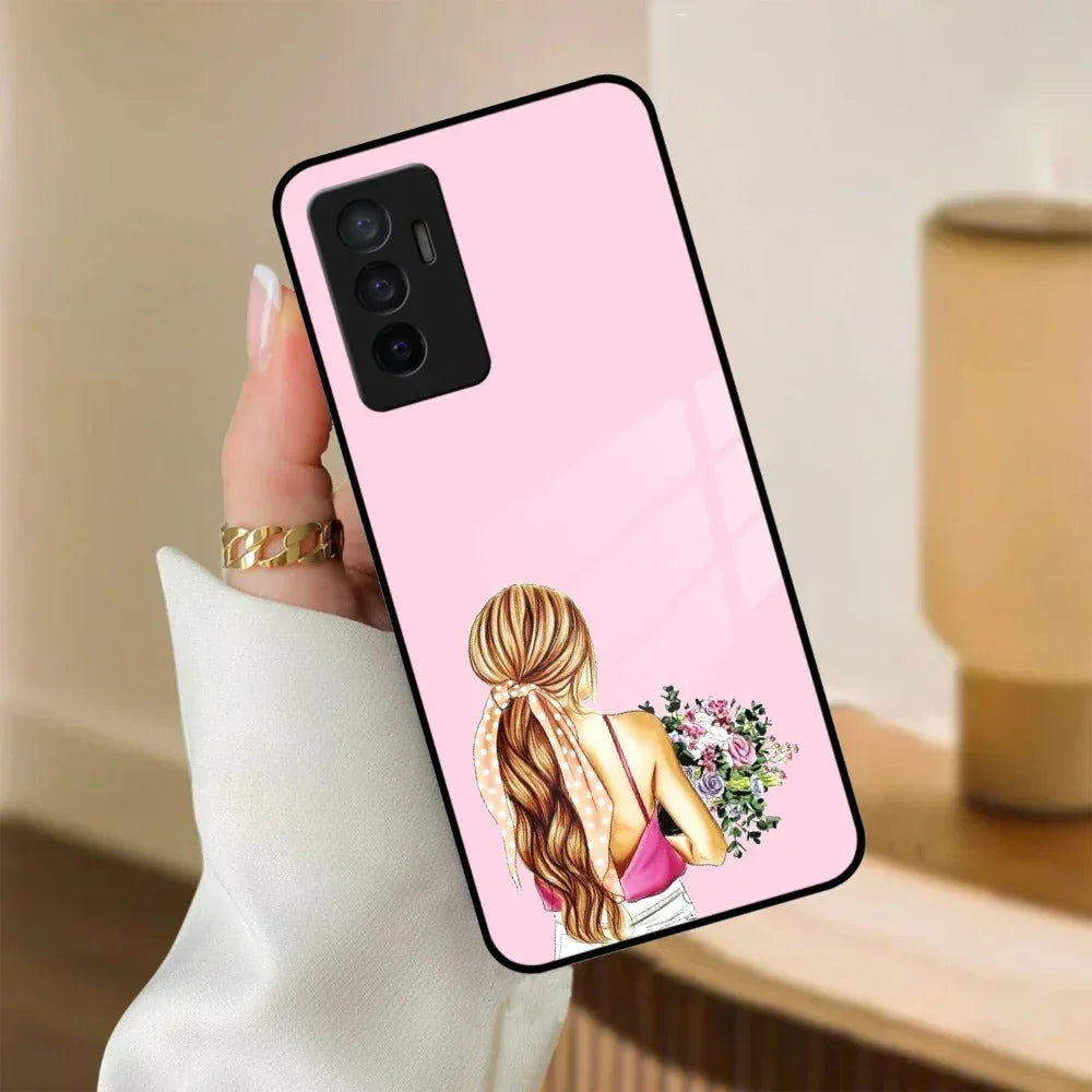 Styles Girl With Flower Glass Case For Vivo - ShopOnCliQ